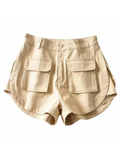 Casual Solid Loose Pockets Shorts Bottoms