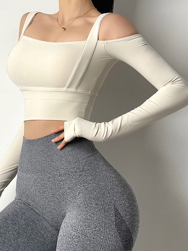 Solid Color Tight Sports Yoga Long Sleeve T-Shirt