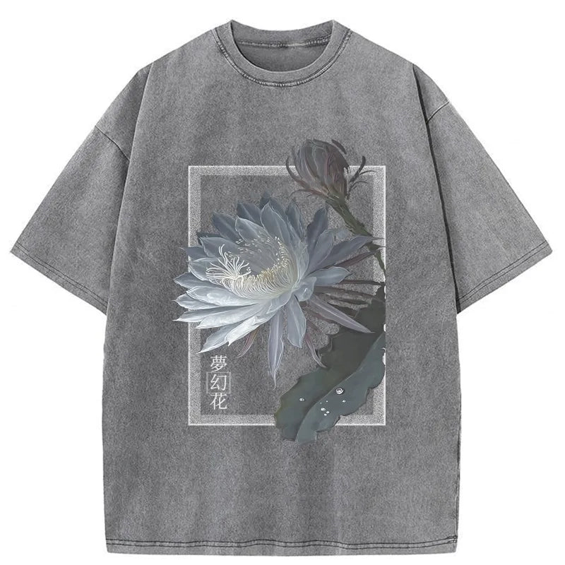 Japanese Hallucinogenic Epiphyllum Washed T-shirt