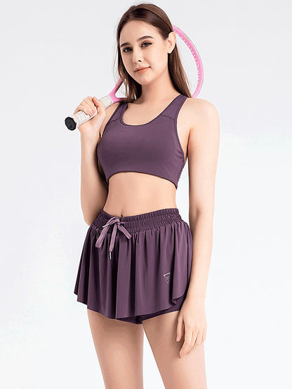 Loose Bandage Elasticity Solid Color Sports Culotte