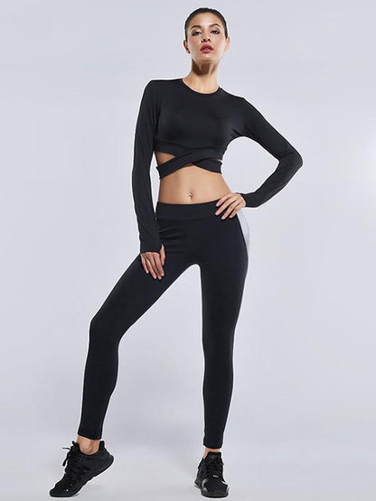 Sexy plain Leakage navel  yoga Tees