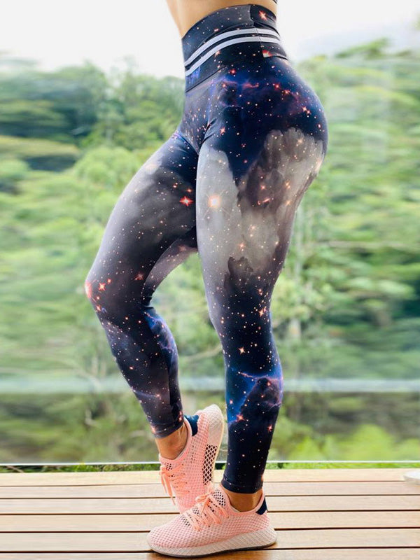 Starry Sky Printed High Waist Sports Yoga Leggings