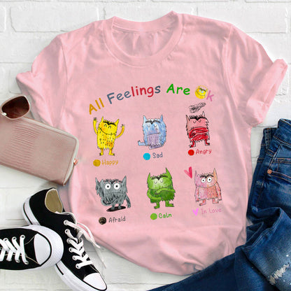 All Feelings Are Ok Monster Teacher T-Shirt