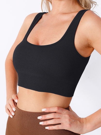 Wrap Solid Color Spaghetti-Neck Sports Bra