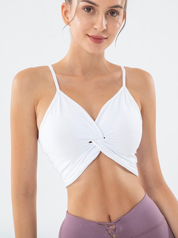 Solid Wrap Quick Dry Spaghetti-Neck Bra