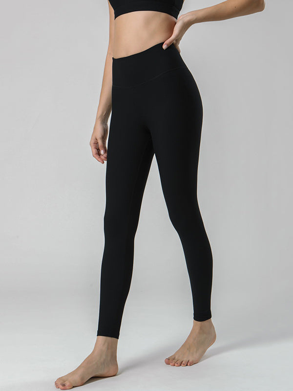 Back Cross Solid Color High-Waisted Bra&Leggings Sports Suits