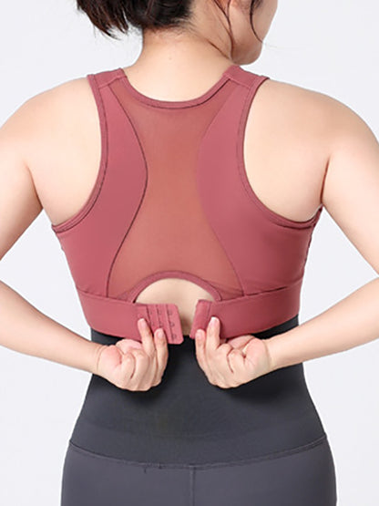 Wrap Hollow Solid Color Spaghetti-Neck Sports Bra