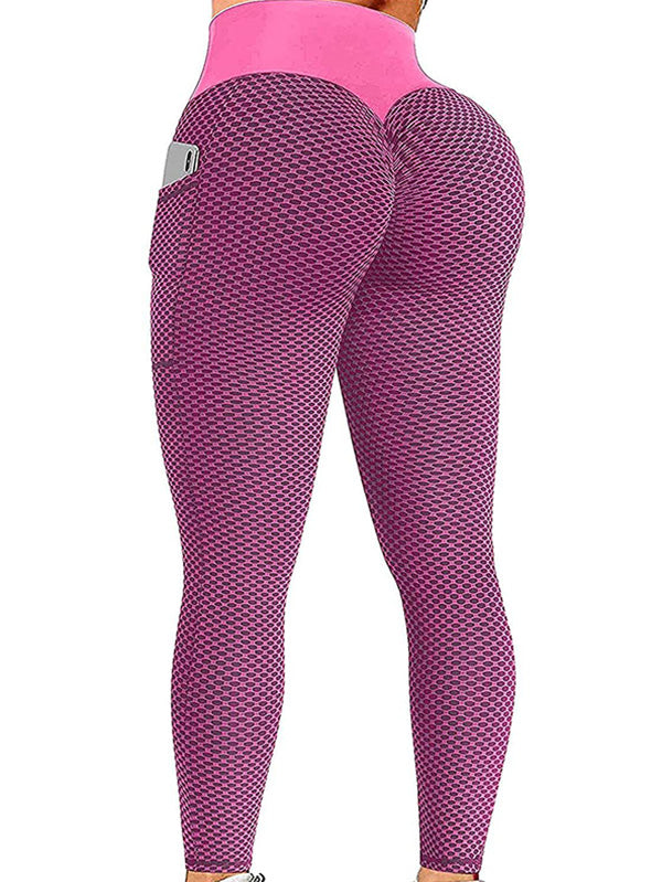 High-Waisted Pocket Hip Lift Solid Color Fitness Yoga Leggings