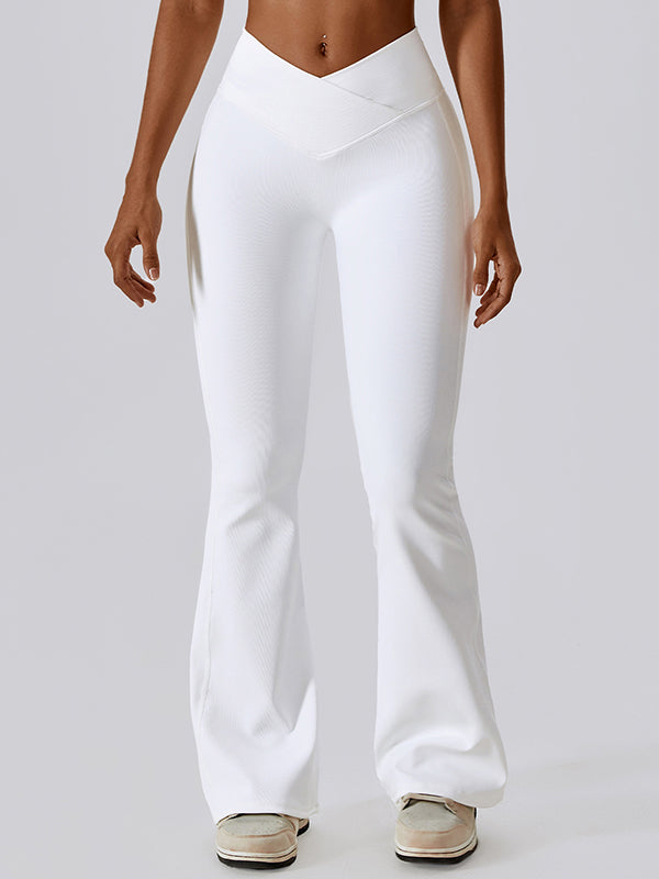 Flared Pants Skinny High-Waisted Solid Color Yoga Bottoms