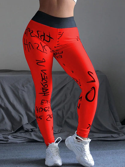 Letter Printed Sports Leggings