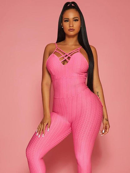 Sleeveless Backless Back Bandage Sports Jumpsuits