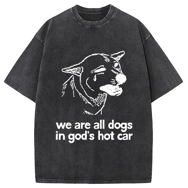 Sad Dog Funny Washed T-shirt