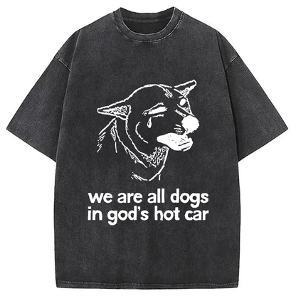Sad Dog Funny Washed T-shirt
