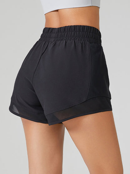 False Two Bandage Drawstring Pockets Sports Shorts