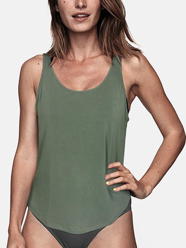 Loose Backless Solid Vest Top