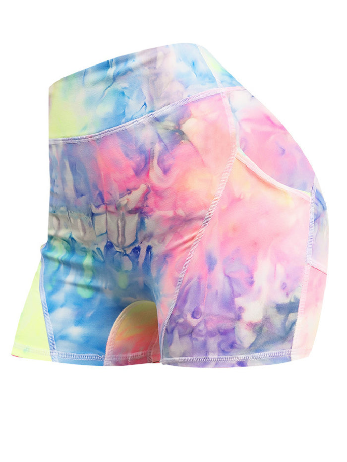 Skinny Wrap Pockets Printing Sports Shorts Tie-Dyed Shorts