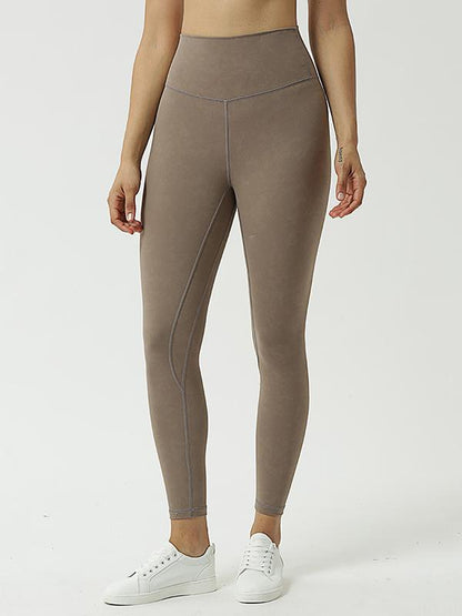 Solid Color High-Waisted Sports Leggings