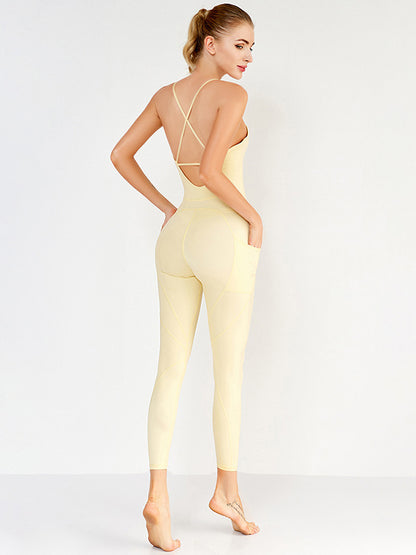 Ballet-Inspired Elegant Backless Sports Jumpsuits