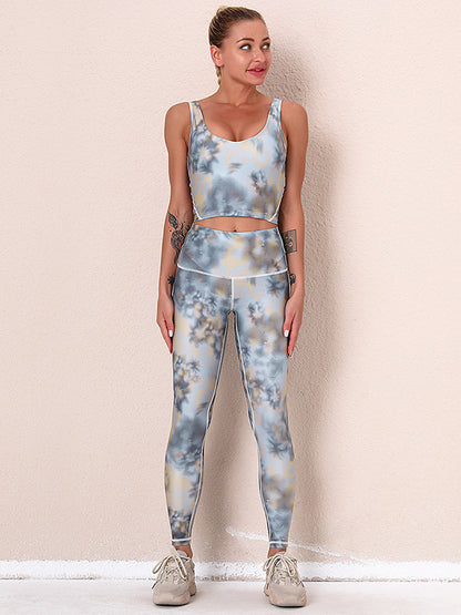 Tie-Dyed Top Bra&Legging Fitness Suits