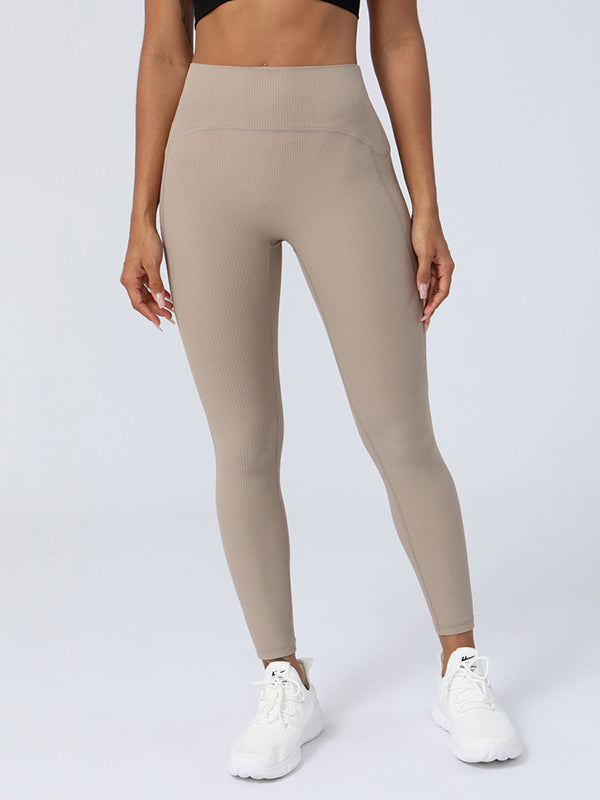 Wrap High-Waisted Pockets Solid Color Leggings