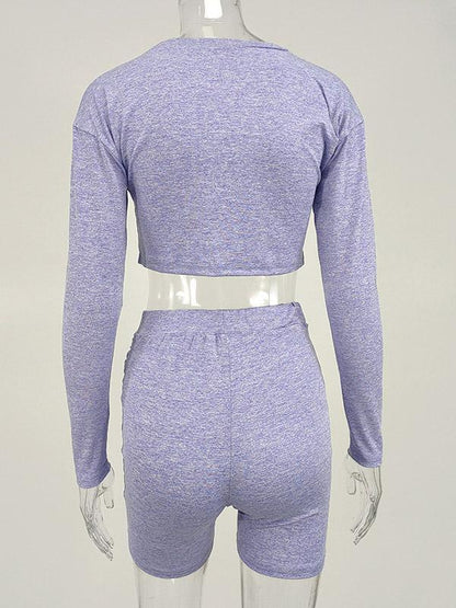 Long Sleeves Exposed Navel Yoga Suits