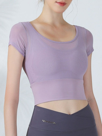 False Two Skinny Hollow Solid Color Split-Joint Spaghetti-Neck Yoga Tops