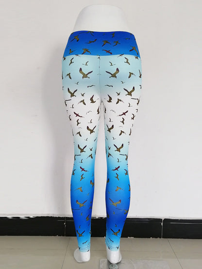 Skinny Leg Wrap Animal Printed Color-Block Leggings