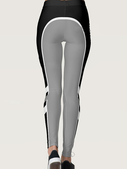 Stylish Contrast Color Letter Print Breathable Yoga Leggings