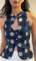 Indigo Polka Halter Top
