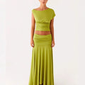 Ruched Crop Top and Bodycon Skirt Set