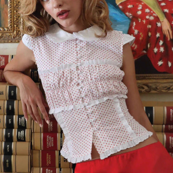 Polka-Dot Peter Pan Collar Blouse