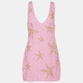 Beaded Star-Detail Plunge Open-Back Dress