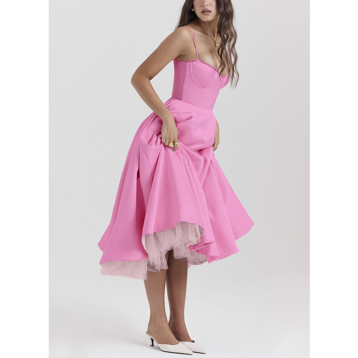 V-Neck Cami Maxi Dress with Full Skirt