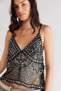 Butterfly-Print V-Neck Tank Top