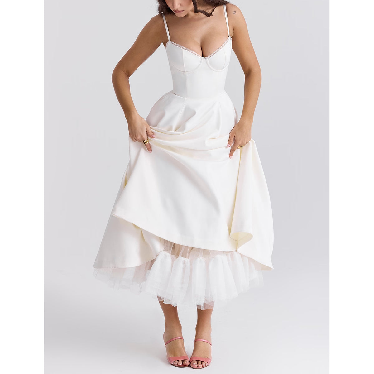 V-Neck Cami Maxi Dress with Full Skirt