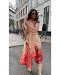 Pink Printed Collared Dress