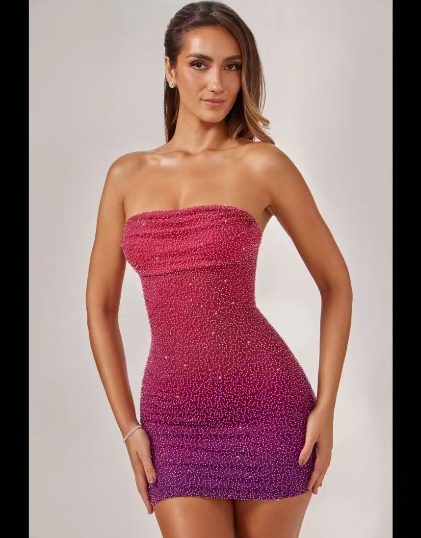Strapless Ombre Sequin Mini Dress