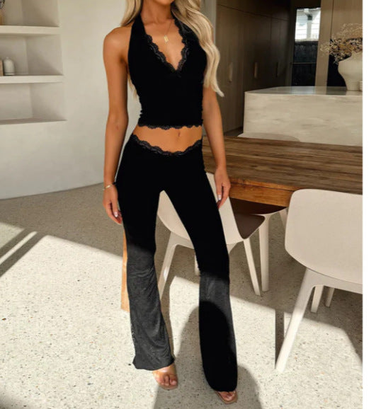 Lace Top and Pants Set