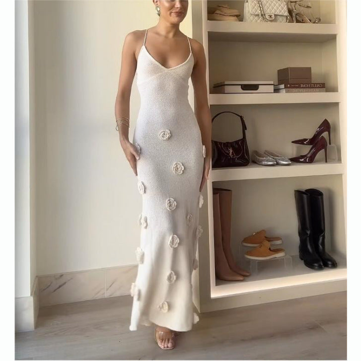 Floral-Detail Cami Maxi Dress