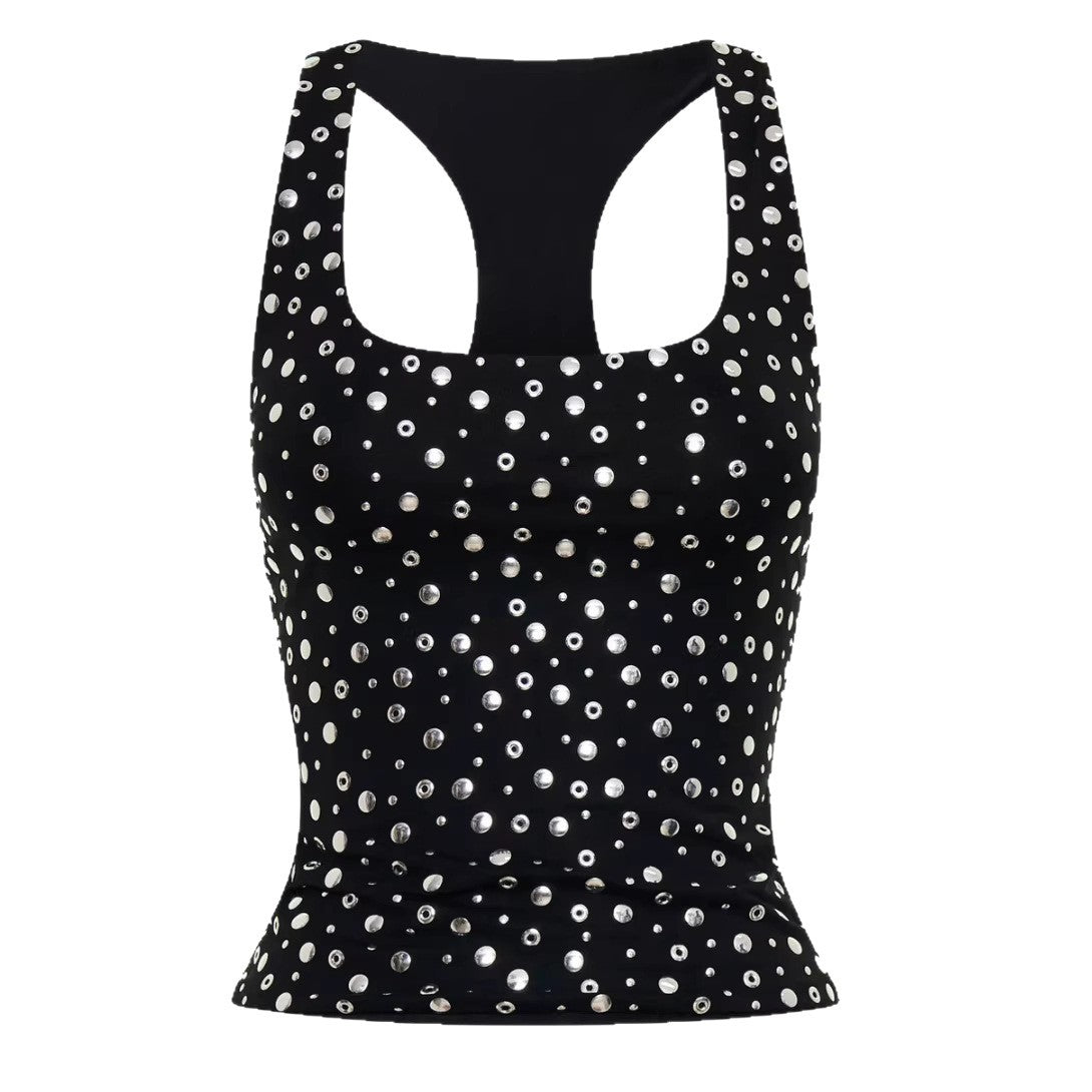 Studded Racerback Fitted Crop Tank