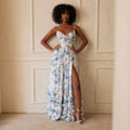 Floral Corset-Style Maxi Dress with Slit