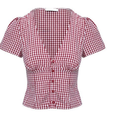 Short-Sleeve Plaid Button-Front Shirt