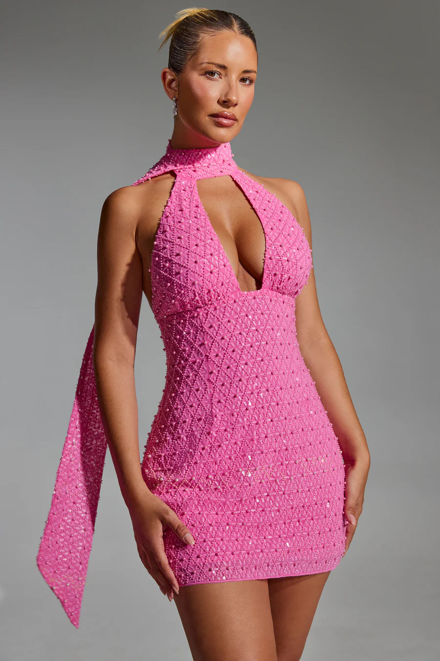 2024ss sexy beaded hip wrap dress