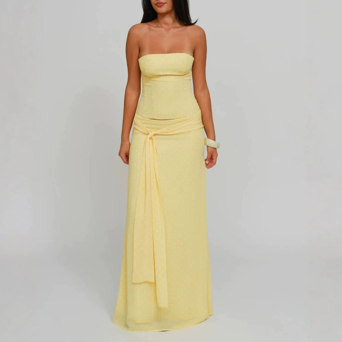 Bandeau Top and Low-Rise Maxi Skirt Set