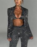 Shimmering Blazer, Bralette and Pants Set