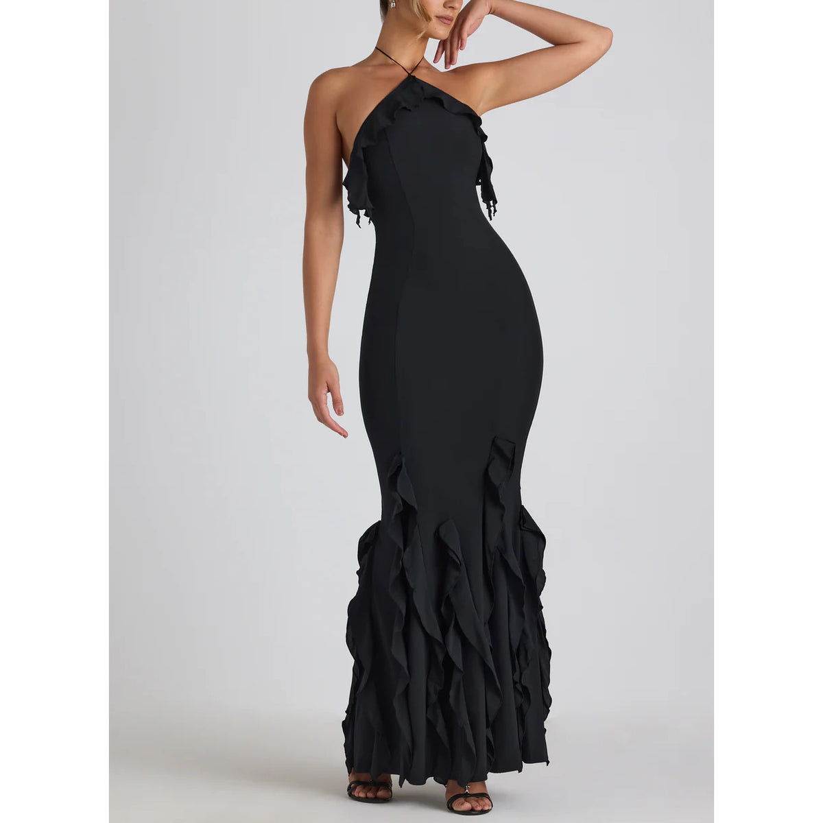 Tie-Strap Fringe Bodycon Dress