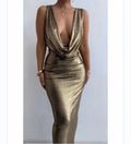 Plunging Cowl-Neck Maxi Dress