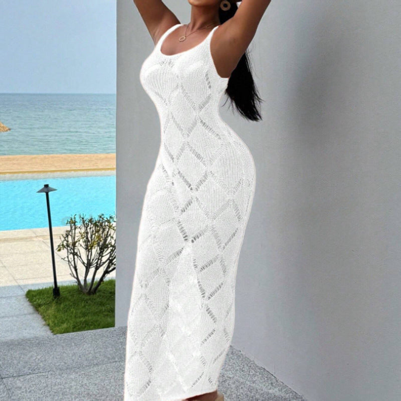 Open-Back Cutout Knit Cami Dress