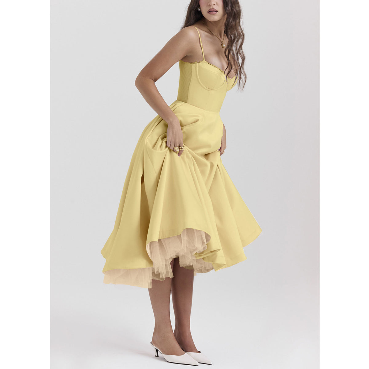 V-Neck Cami Maxi Dress with Full Skirt