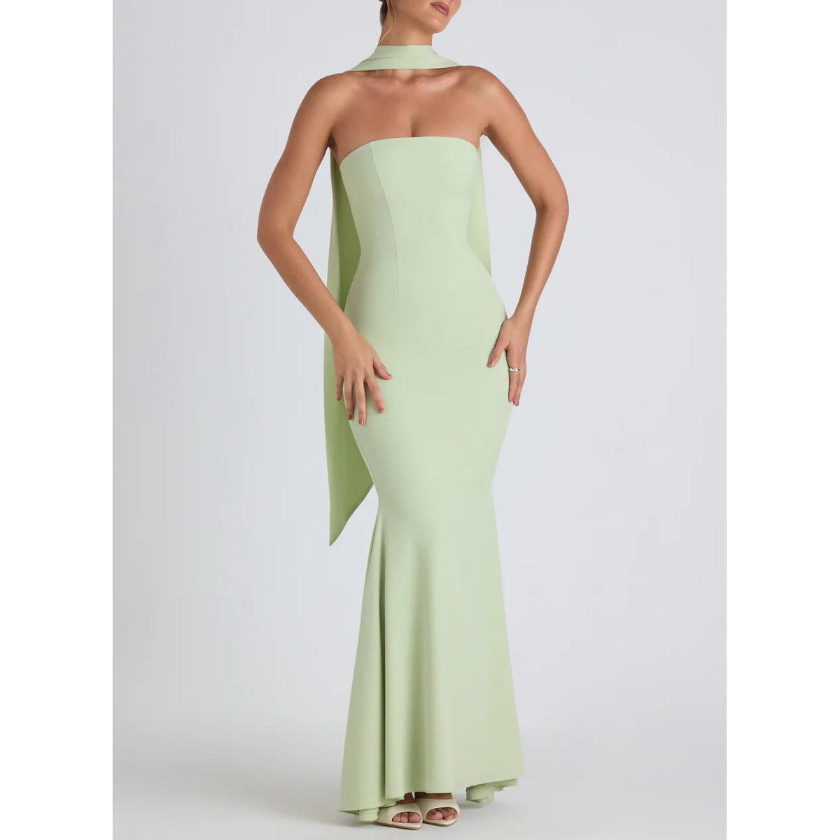 Fitted Mermaid Gown with Shawl